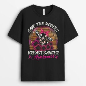 Save The Udder Leopard Cow Farmer Breast Cancer Awareness T-Shirt