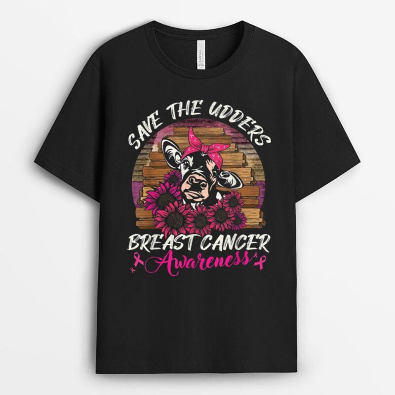 Save The Udder Leopard Cow Farmer Breast Cancer Awareness T-Shirt