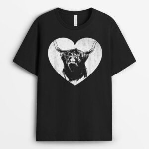 Scotland Farm Scotsman Farmer Highland Cattle Heart Ranch T-Shirt