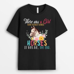 There Was A Girl Who Really Loved Horses Floral Farmer T-Shirt