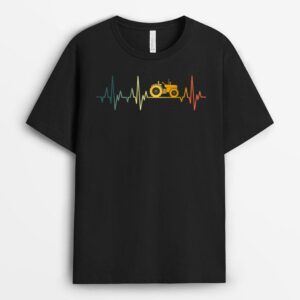 Tractor Heartbeat Farmer Retro Tractor ECG Farmers Pulse T-Shirt