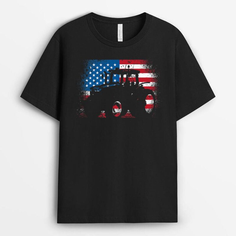 Tractor USA Flag design for Patriotic Farmer T-Shirt