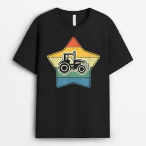 Tractor on star with retro colours for farmers and farmers T-Shirt