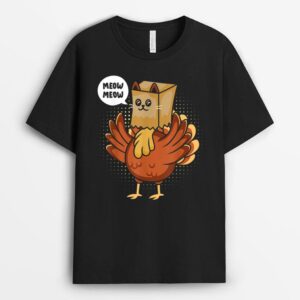 Turkey Animal Farmer Cat Lover Funny Fake Cat Thanksgiving T-Shirt