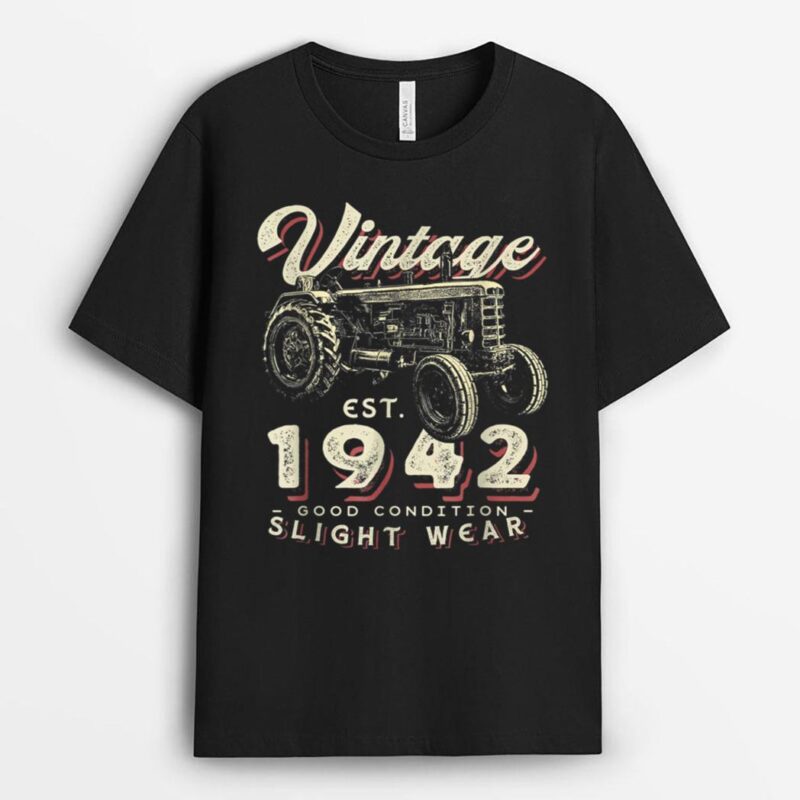 Vintage Farmer Tractor established 1942 80th Birthday Party T-Shirt