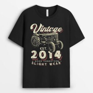 Vintage Farmer Tractor established 2014 8th Birthday Party T-Shirt