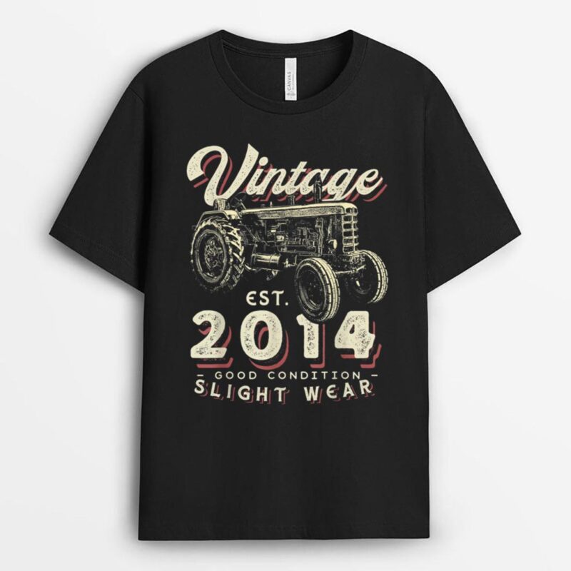 Vintage Farmer Tractor established 2014 8th Birthday Party T-Shirt