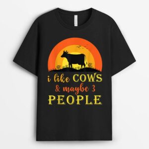 Vintage I Like Cows & Maybe Three People Cow Print Farmer T-Shirt