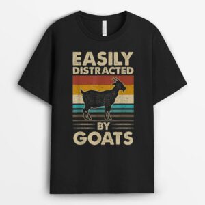 Vintage Retro Easily Distracted By Goat Farm Farmer T-Shirt