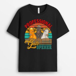 Vintage Retro Professional Gate Opener Three Cows Farmer T-Shirt