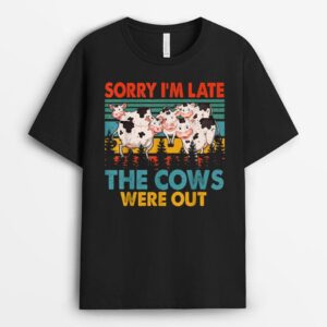 Vintage Retro Sorry I'm Late The Cows Were Out Farmer T-Shirt