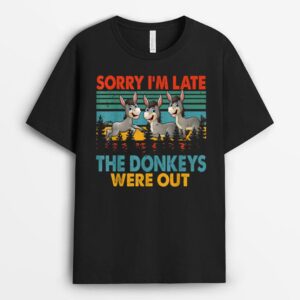 Vintage Retro Sorry I'm Late The Donkeys Were Out Farmer T-Shirt