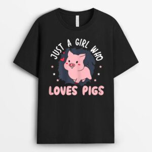 Womens Just A Girl Who Loves Pigs Design for Hog Lover Cute Farmer T-Shirt